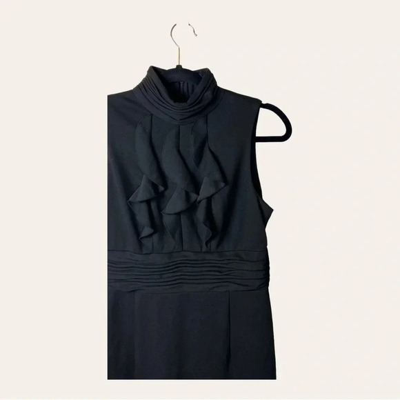 0494W. ADRIANNA PAPELL BLACK MIDI DRESS SLEEVELESS MOCK NECKLINE BLACK SIZE 6 - Picture 3 of 11